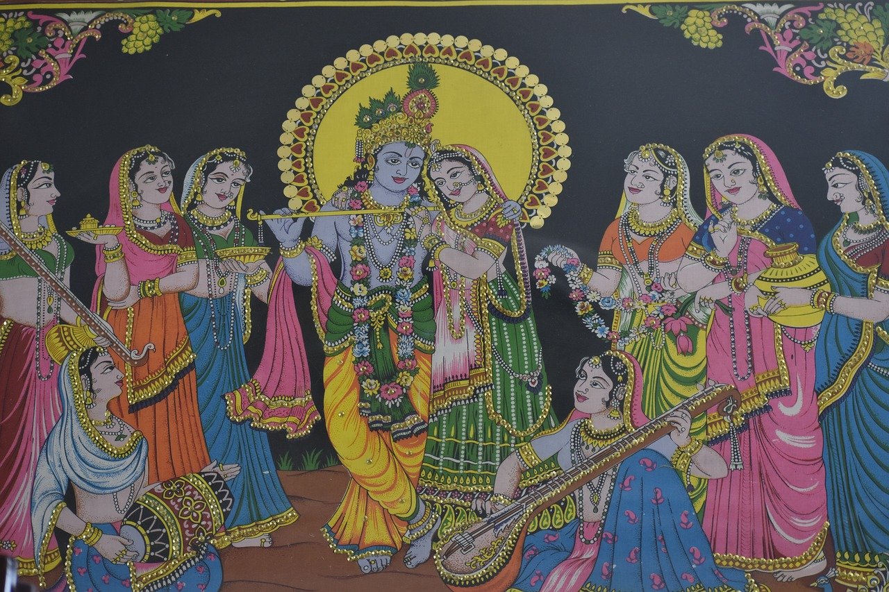 Supreme Lord Krishna with Gopika in Vrindavan